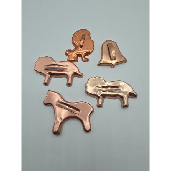 5 Copper Anodized Copper Colored Aluminum Cookie Cutters Animals - Picture 1 of 2